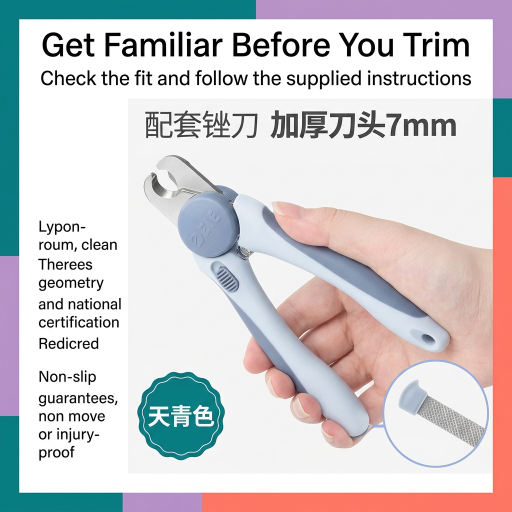 Hand holding dog nail clipper away from the pet to inspect its fit