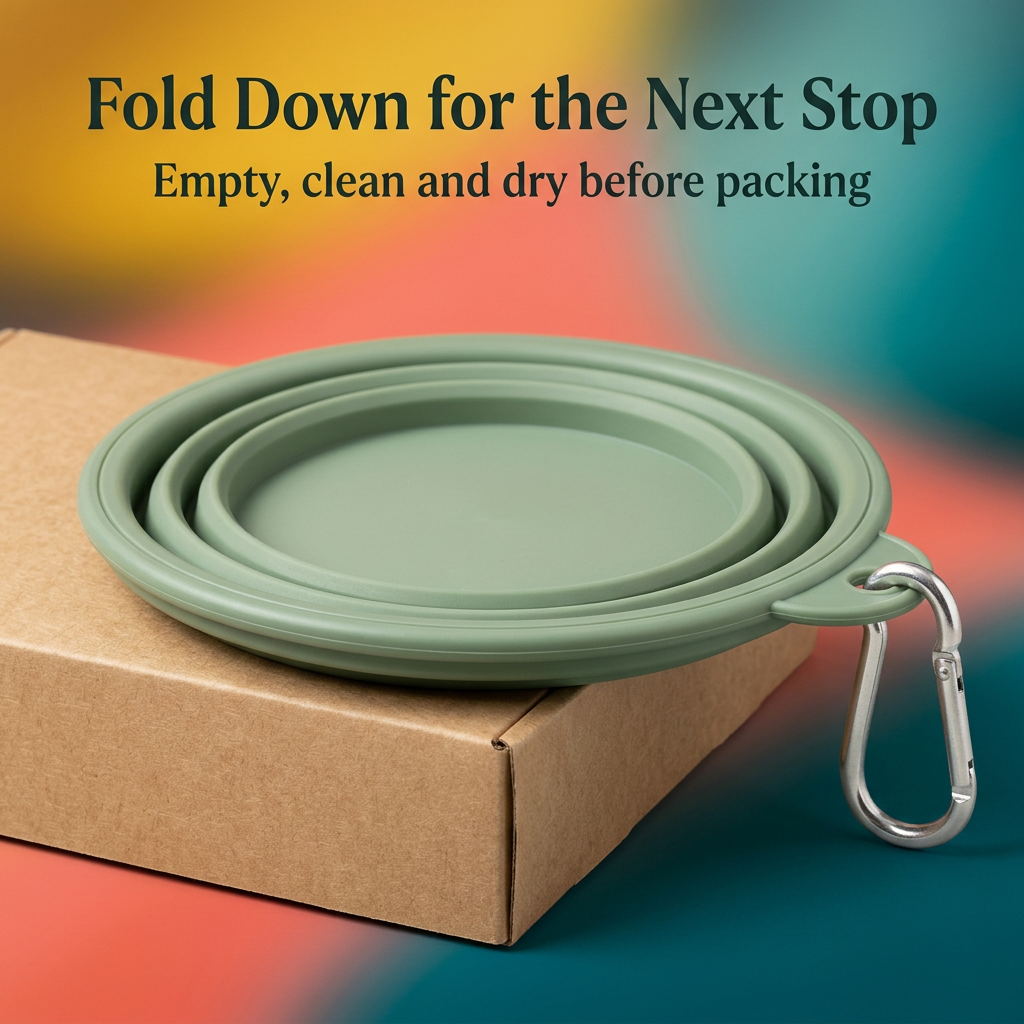 Folded sage green travel bowl profile detail