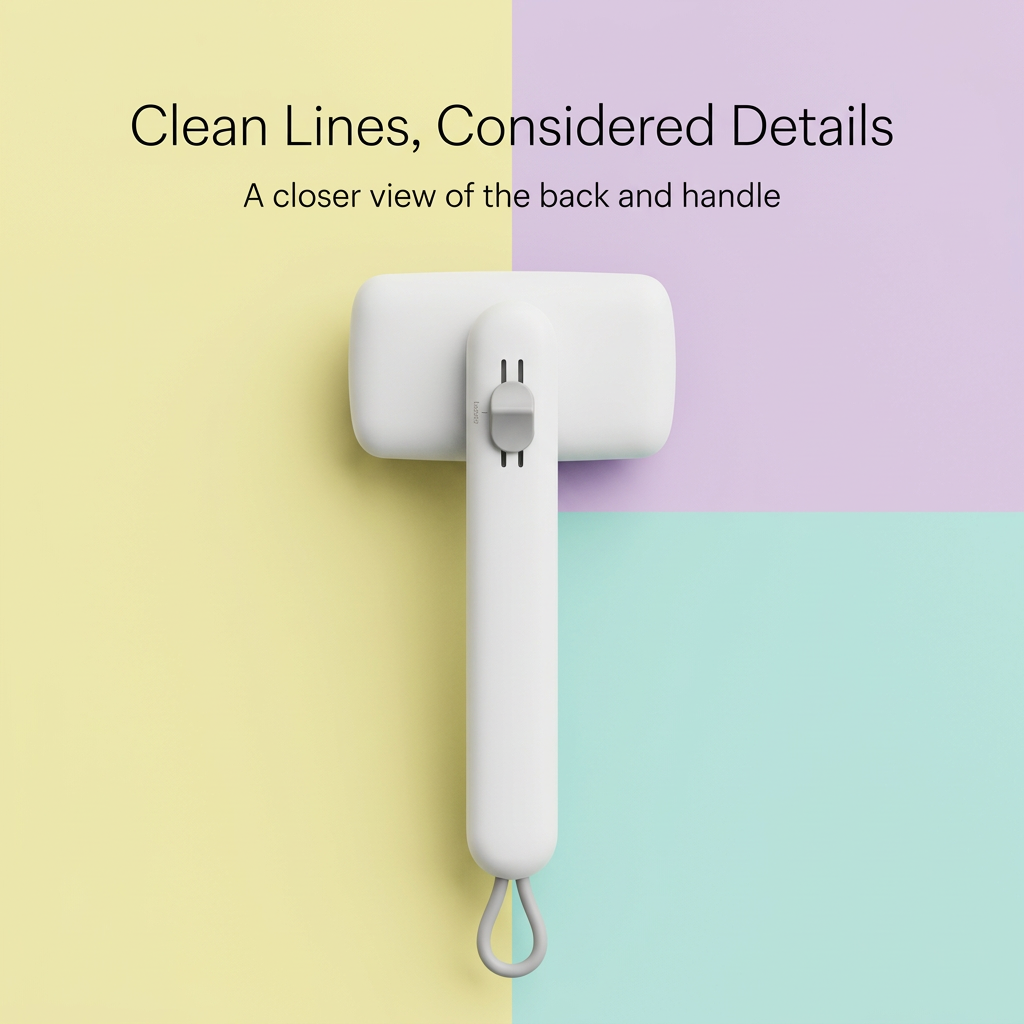 Rear head detail and handle structure on white pet slicker brush