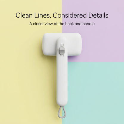 Rear head detail and handle structure on white pet slicker brush