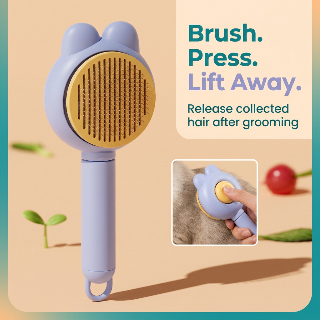 Press-release feature for lifting collected hair from the grooming face