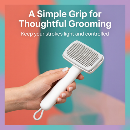 Hand holding the smooth tapered white brush handle