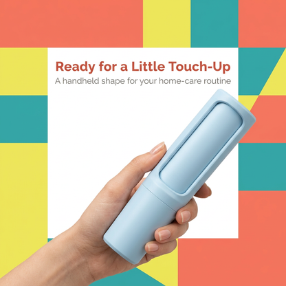 Hand holding the blue pet hair remover