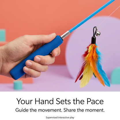 Cat teaser wand grip and attachment connector detail