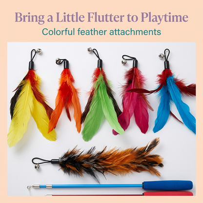Close-up of colorful feather attachments and connector details