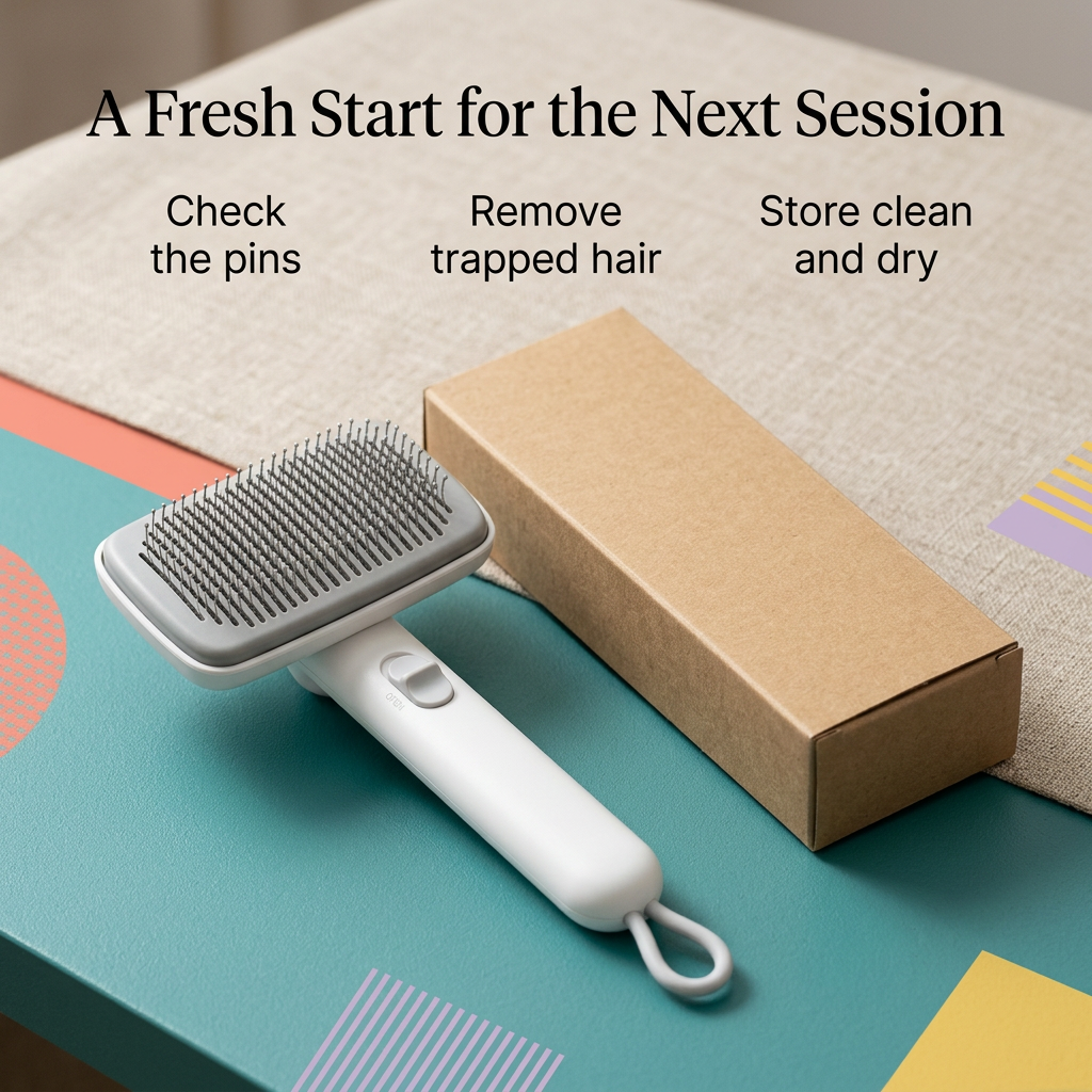 Brush care and storage guidance with plain kraft packaging